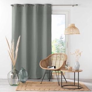 Rideau uni a oeillets 140 x 260 cm microfibre Absolu Gris