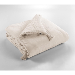Bout de lit gaze de coton 90 x 200 cm gaïa pampa Naturel