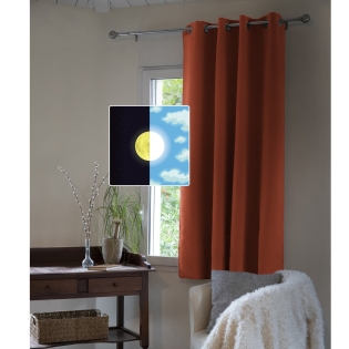 Rideau 100% occultant luxe spécial petites fenêtres 140 x 180 cm Obscure Terracotta