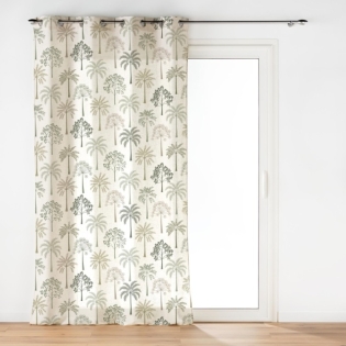 Voilage à Œillets Grande Hauteur - 140 x 280 cm - Voile Sable Imprimé Palmea Vert