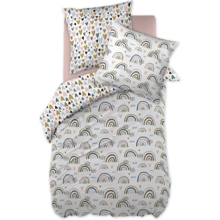 Housse de couette 200x200 + 2 taies d100% coton Arcoeur