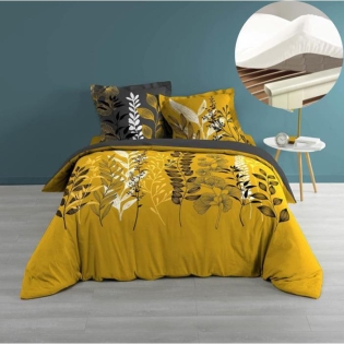 Pack housse de couette 220x240 cm Isabela + drap housse 140x190x30 Blanc
