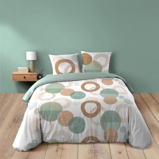 Housse de couette 240 x 220 cm coton 42 fils + 2 taies Lunabella blanc