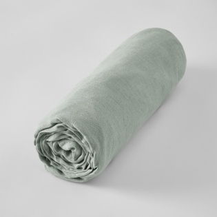 Drap housse 180 x 200 cm – Lin lavé Soline Eucalyptus - Bonnet 30 cm