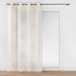Voilage à Œillets grande hauteur - 140 x 280 cm - Voile Sable avec Appliqué Lotus
