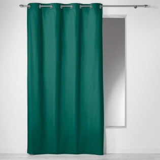 Lot de 2 rideaux a oeillets 140 x 240 cm 100% coton uni Panama Emeraude