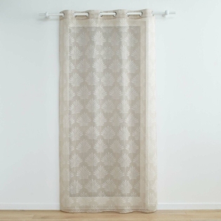 Voilage a oeillets 140 x 240 cm voile tissé appliqué Levita Taupe