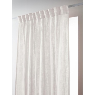Rideau Galon Fronceur 140 x 240 cm - Double Gaze de Coton  - Uni Gaïa Blanc