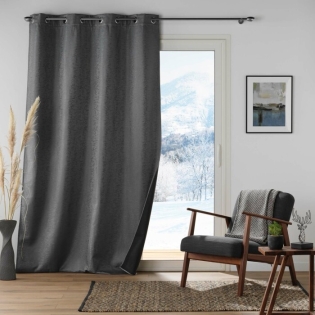 Rideau à oeillets isolant thermique 140 x 260 cm jacquard Polarine Anthracite