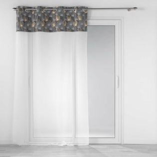Voilage a oeillets 140 x 240 cm voile sablé + haut velours Clairine Gris
