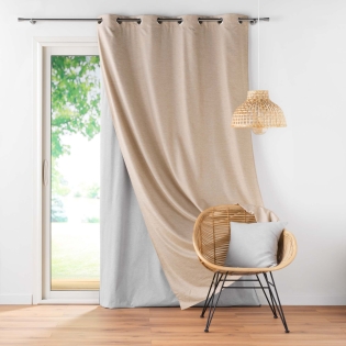 Rideau à Oeillets avec Doublure Amovible (140 x 260 cm) Coverline Beige, Thermique & 100% Occultant