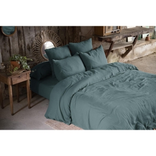 Pack double gaze de coton housse de couette 260 x 240 cm + 2 taies d'oreiller 50 x 70 bleu Bleu