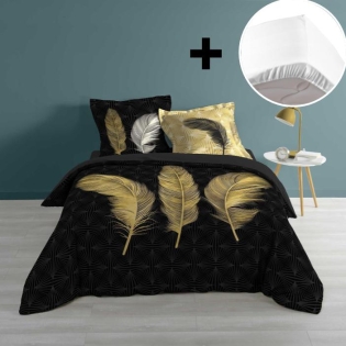 Pack parure de couette 220x240 cm Himalalove + drap housse 140x190 Blanc