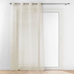 Voilage a oeillets 140 x 240 cm voile sable imprimé Pandore Blanc