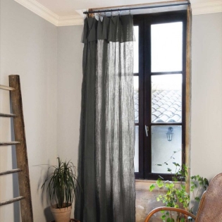 Lot de 2 rideaux gaze de coton 140x300 cm Gris anthracite