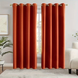 Lot de 2  Rideaux occultant a oeillets 135 x 240 cm Occult Terracotta