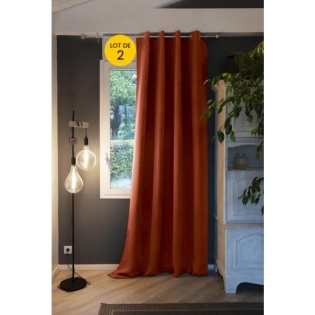 Lot de 2 Rideaux occultant baie vitrée 180 x 260 cm Obscure Terracotta