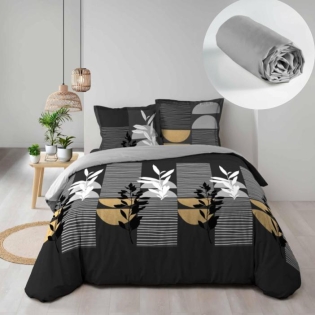 Pack parure de couette 240 x 220 cm Asior + drap housse 140 x 190 x 30 Galet