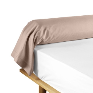 Taie de traversin 85 x 185 cm uni 57 fils lina  +point bourdon Rose