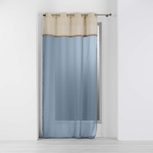 Voilage à oeillets 140 x 240 cm voile sablé + jute Greenybel Bleu