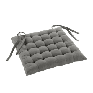 Assise matelassee 38 x 38 cm coton/polyester recycle grs twily Gris