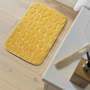 Tapis de bain 50 x 80 cm microfibre unie relief ricochet Ocre