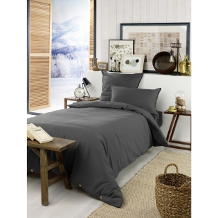 Housse de couette chaude en flanelle 140 x 200 cm Candice Anthracite