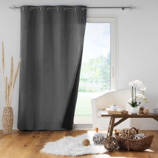 Rideau à oeillets 140 x 260 cm doublé polaire isolant Jupiter Gris anthracite