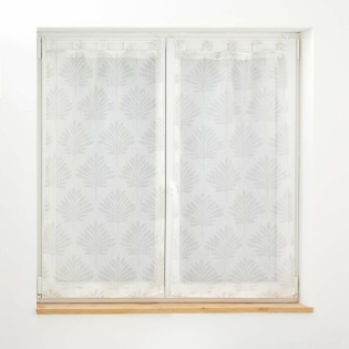 Paire droite passants 2 x 60 x 90 cm voile tisse applique levita Blanc