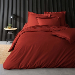 Housse de Couette Brique en Percale de Coton - Douceur et Élégance 240 x 220 cm