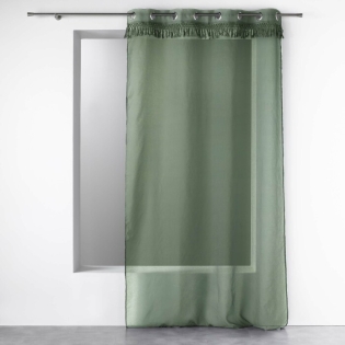 Voilage a oeillets 140 x 240 cm voile sable+franges zagora Kaki