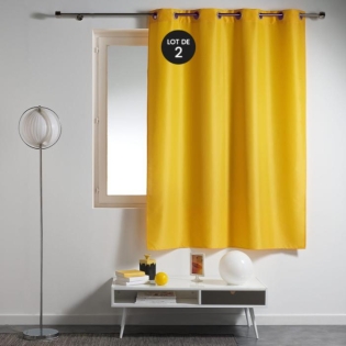 Lot de 2 rideaux spécial petites fenêtres 140 x 180 cm Essentiel Jaune