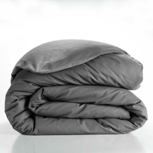 Housse de couette 2 personnes 240 x 220 cm uni 57 fils lina Anthracite