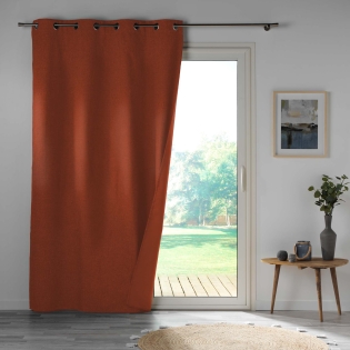Rideau a oeillets double face 140 x 260 cm 100% occultant/satiné Obscure Terracotta