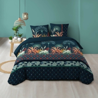Housse de couette 240 x 220 cm coton 57 fils + 2 taies Floriana