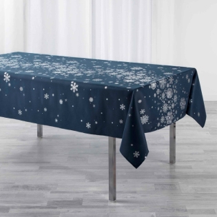 Nappe rectangle 150 x 240 cm polyester imprime metallise constellation Marine
