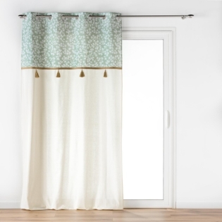 Rideau a oeillets 140 x 240 cm coton/polyester+top imp+pompon vivoline Sans