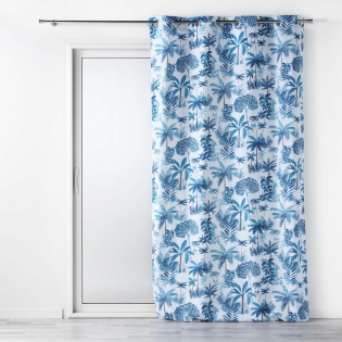 Rideau a oeillets 140 x 260 cm polyester imprimé Amazonia Bleu