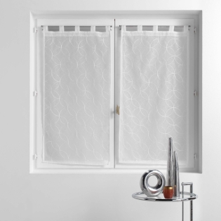 Paire droite passants 2 x 60 x 90 cm voile sablé brodé Olympia Blanc