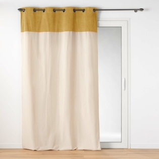 Rideau tamisant a oeillets 140 x 240 cm polycoton Tessa ocre