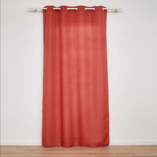 Rideau a oeillets 140 x 280 cm polyester uni+fils metallises zeline Terracotta