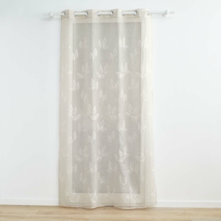 Voilage a oeillets 140 x 280 cm voile sablé brodé Berry Taupe