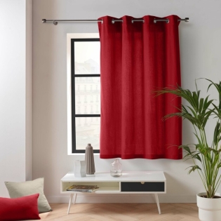 Rideau petite hauteur 135 x 180 cm coton/polyester recyclé Twily Rouge