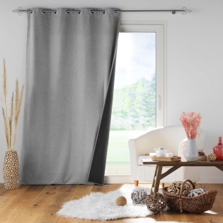 Rideau à oeillets 140 x 260 cm doublé polaire isolant Jupiter Gris
