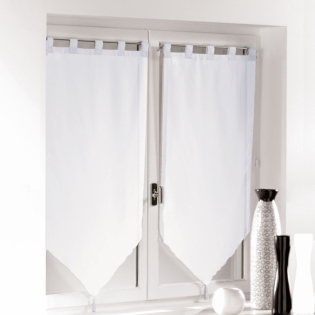 Paire pompon passants 2 x 60 x 160 cm voile uni voiline Blanc