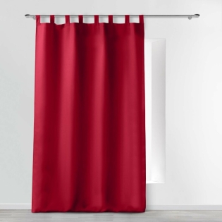 Rideau a passants 140 x 260 cm polyester uni essentiel Rouge