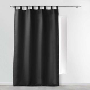Rideau a passants 140 x 260 cm polyester uni essentiel Noir