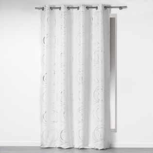 Rideau a oeillets 140 x 260 cm polyester imprime argent bully Blanc