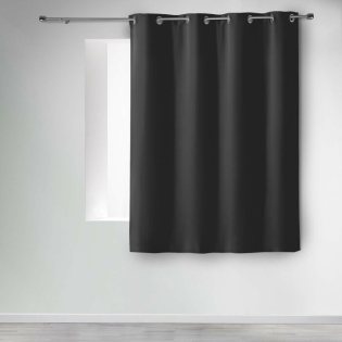 Rideau a oeillets 140 x 180 cm occultant uni occult Charbon