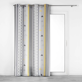 rideau a oeillets 140 x 260 cm polyester imprime yellow mix